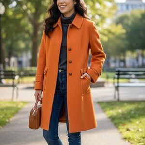 Basler Women's Orange Virgin Wool Coat